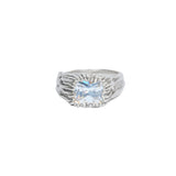 Carvé Signet Ring — Silver, Snow White zirconia, side view
