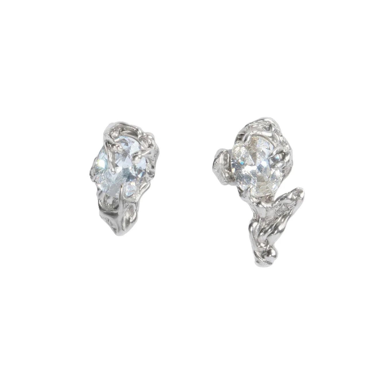 Twin Earrings — Silver, Snow White zirconia