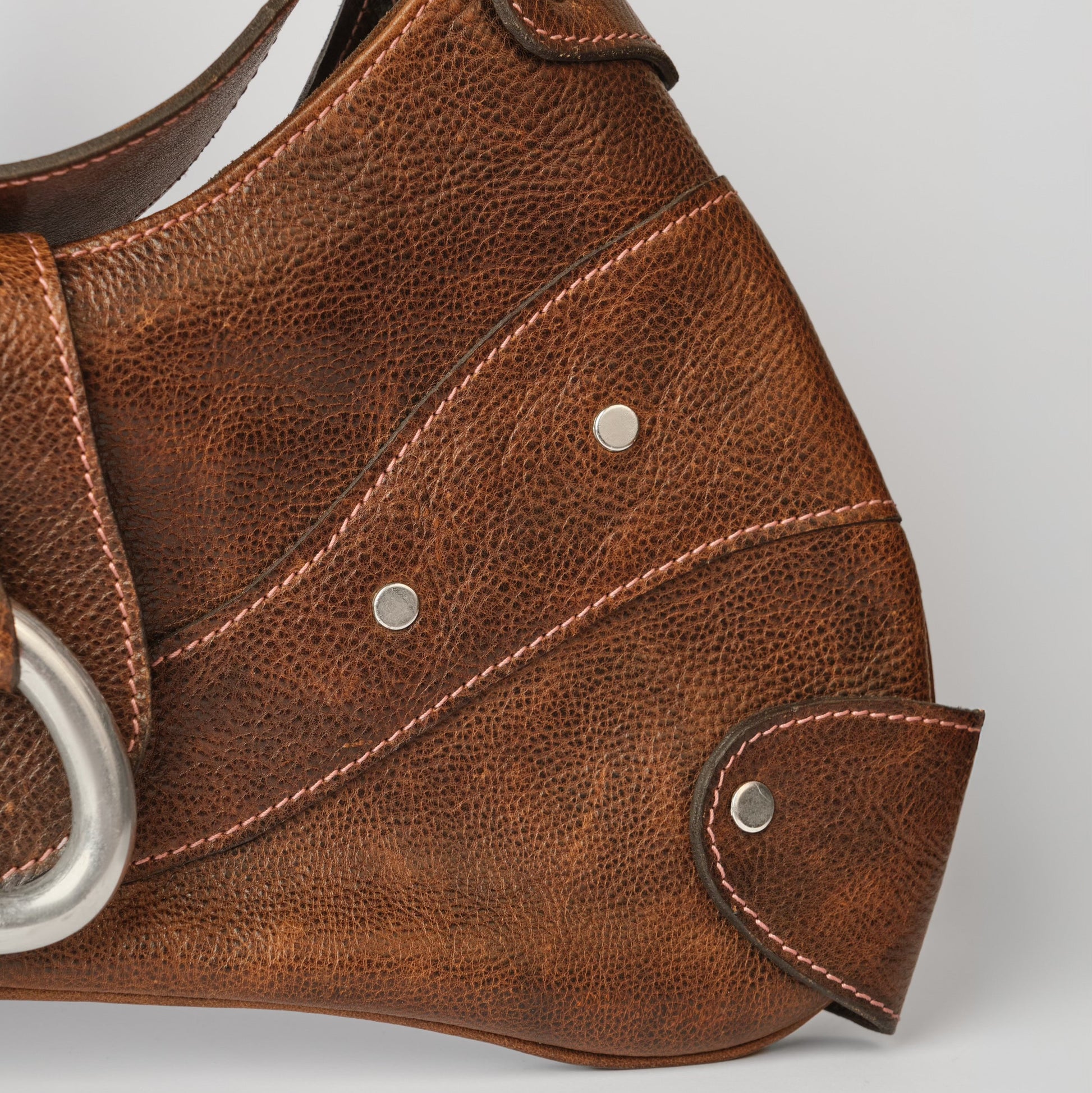 Bag N1 Brown // Refurbished natural leather handmade cowboy bag with a caribiner Ten Antennas