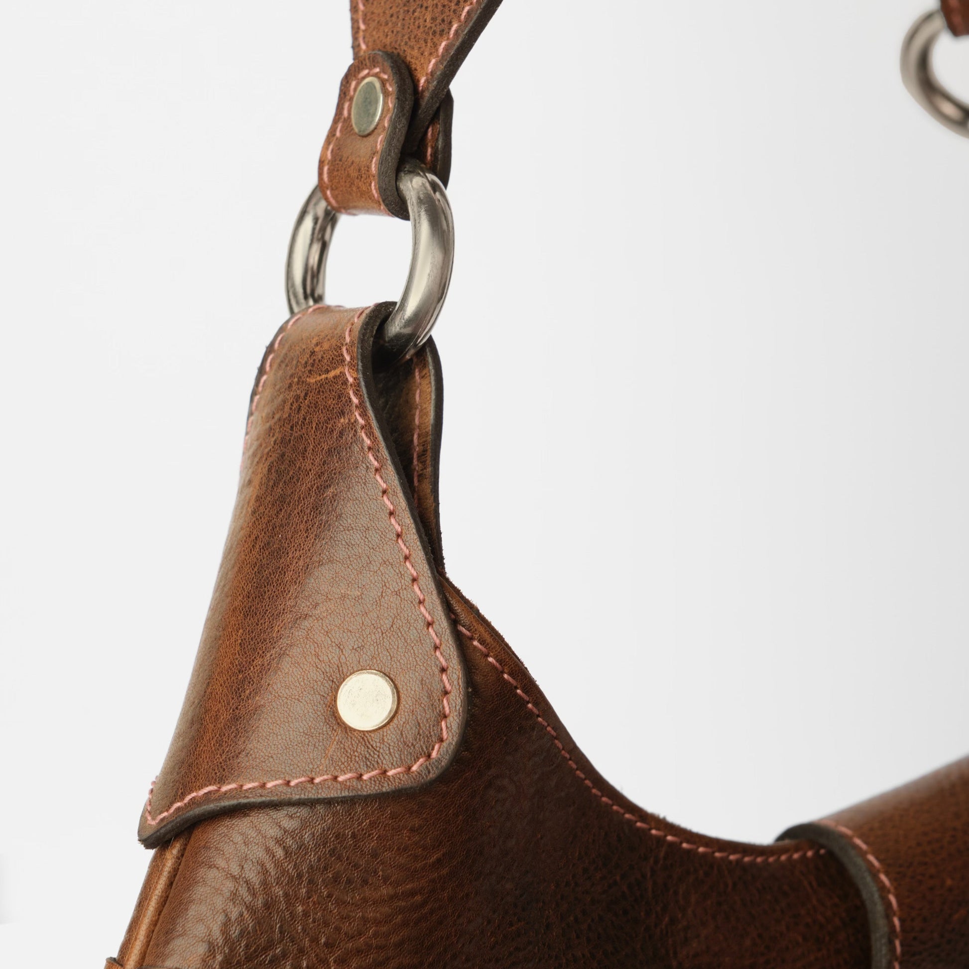 Bag N1 Brown // Refurbished natural leather handmade cowboy bag with a caribiner Ten Antennas