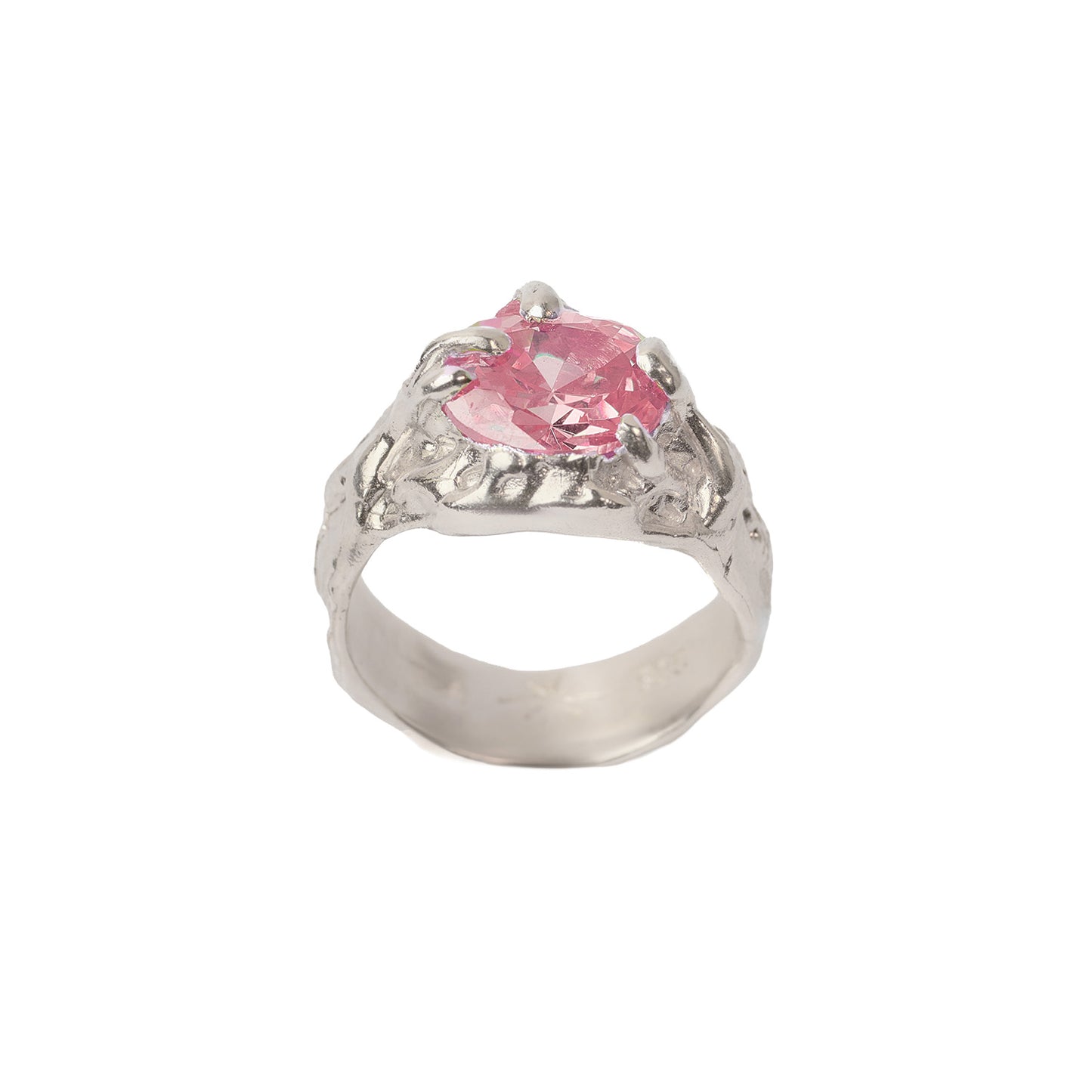 Silver ring pink