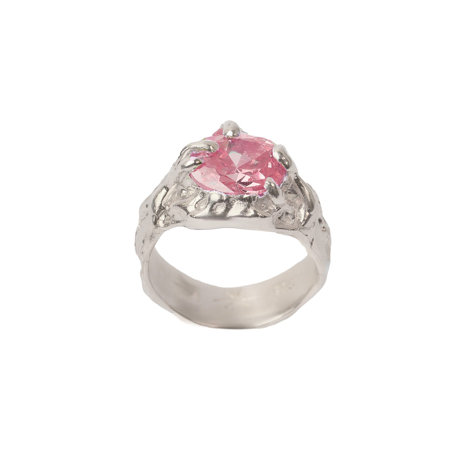 Silver ring pink