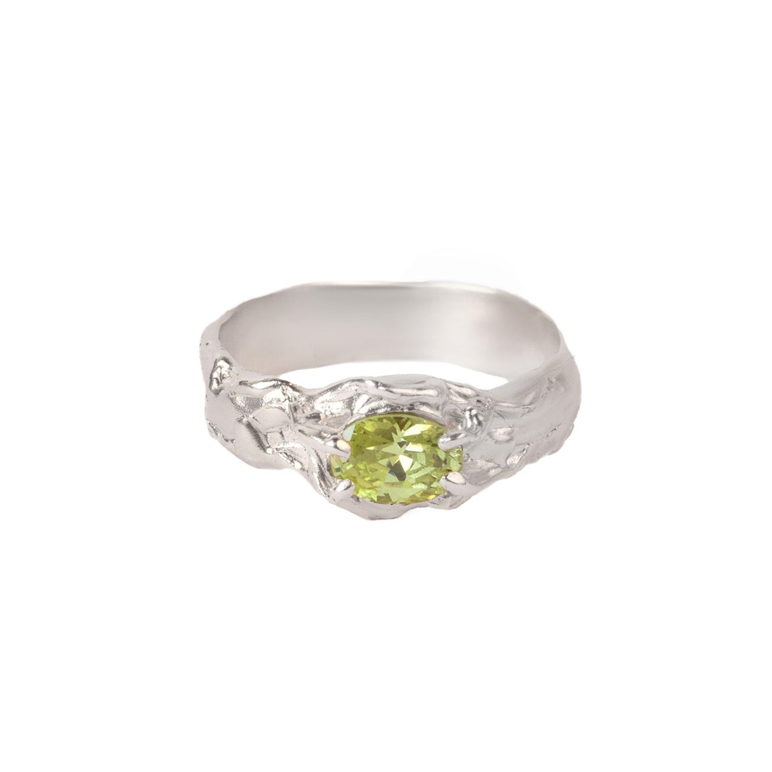 Petit Tentacule Ring — Silver, Acid Green zirconia, top view