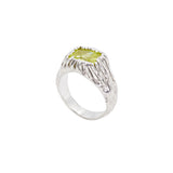 Carvé Signet Ring — Silver, Acid Green zirconia, detail