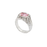 Carvé Signet Ring — Silver, Dusty Pink zirconia
