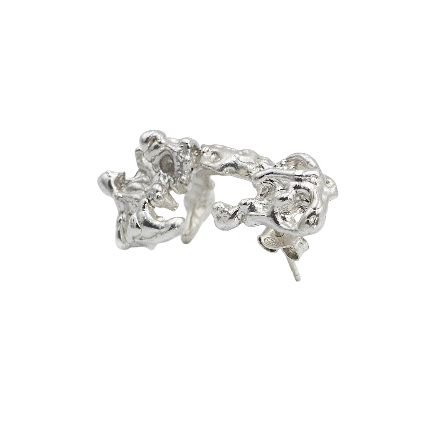 Mélange Melt Cuff — Silver, molten-texture hybrid ear cuff