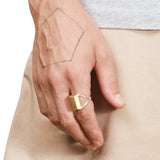 Chevalier Ring #3 — Gold Plated Silver, engraved gold bar signet ring