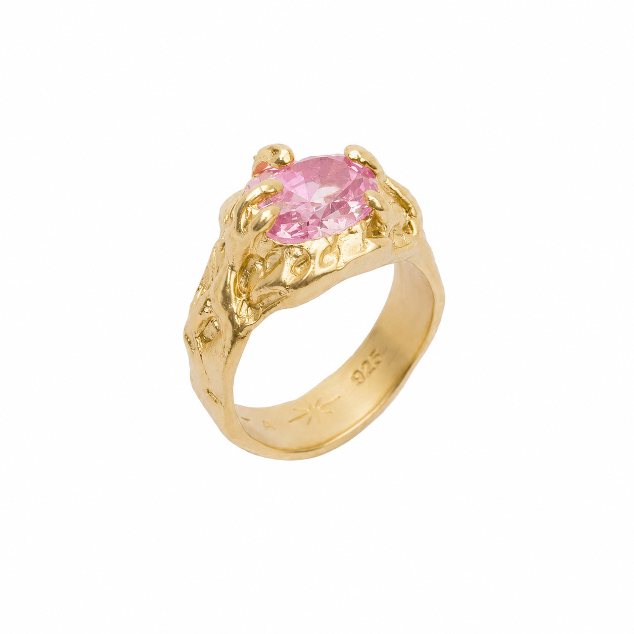 Tentacule Ring — Gold Plated Silver, Dusty Pink zirconia