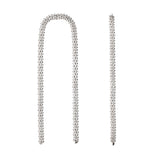 Spaghetti Long Earrings — Silver, textured chain drop earrings