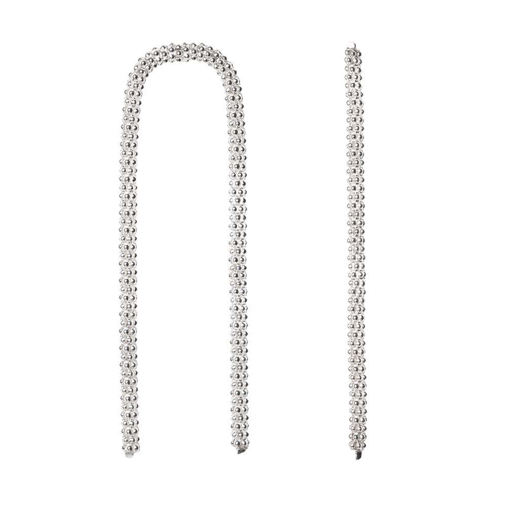 Spaghetti Long Earrings — Silver, textured chain drop earrings