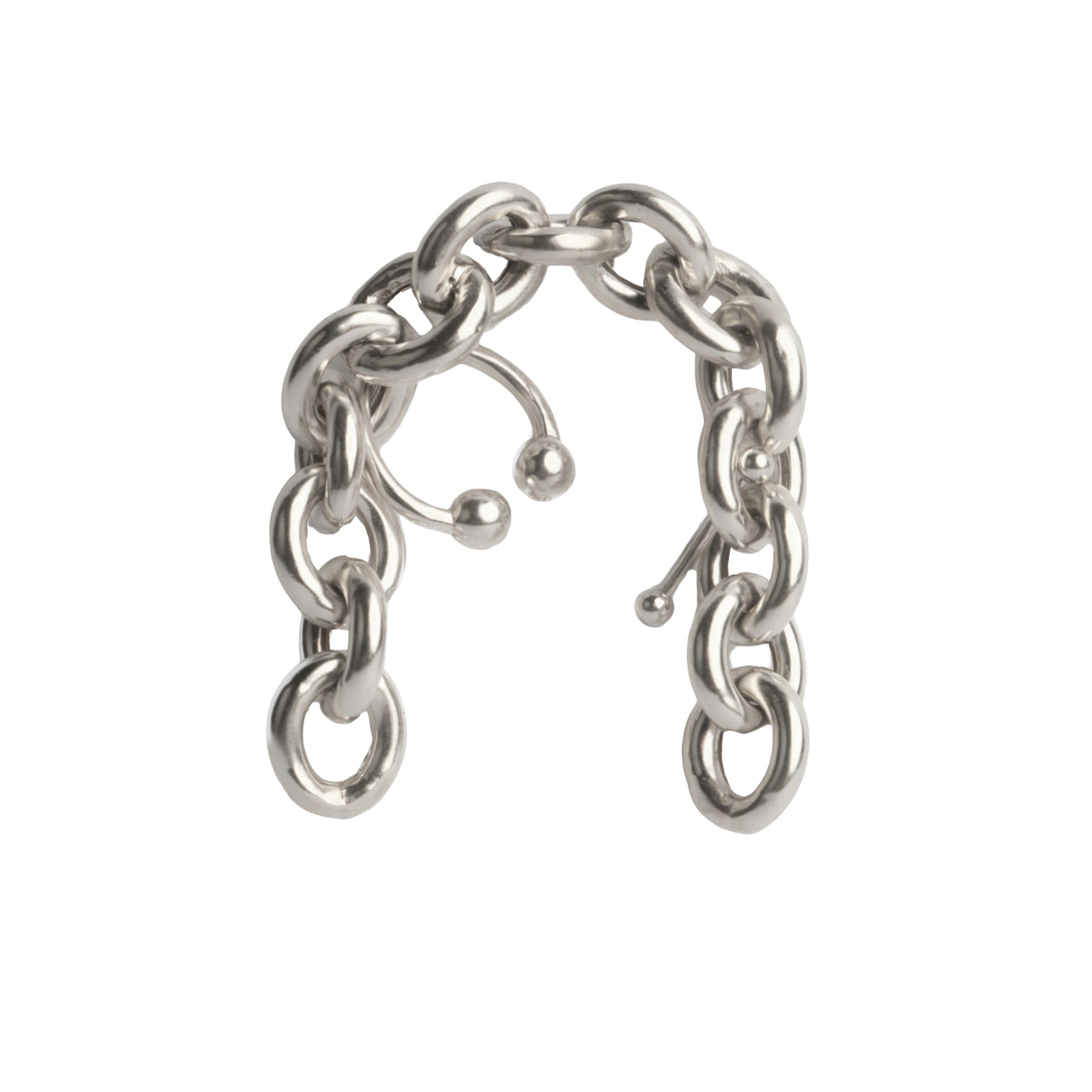 Chain Percé Earring — sterling silver chain arc mono earring with piercing