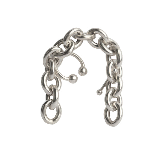 ESST08 // Silver massive chain arc mono earring with piercing