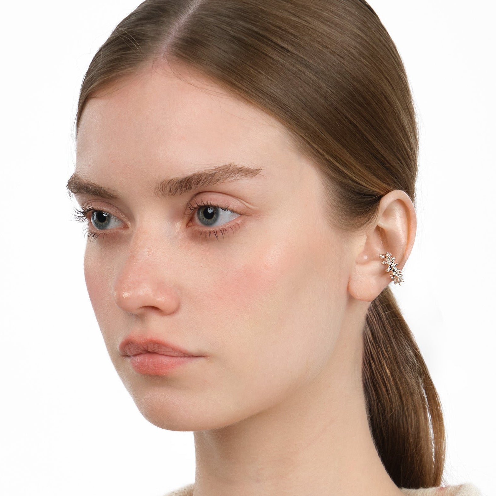Mini Bubbles Ear Cuff — sterling silver ear cuff with bubble texture, no piercing needed