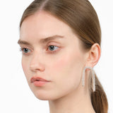 Spaghetti Earrings — textured sterling silver chain drop earrings