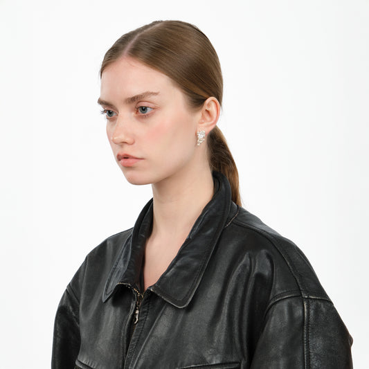 ESST04 // Twin Silver Earrings With Zirconia Stone Ten Antennas