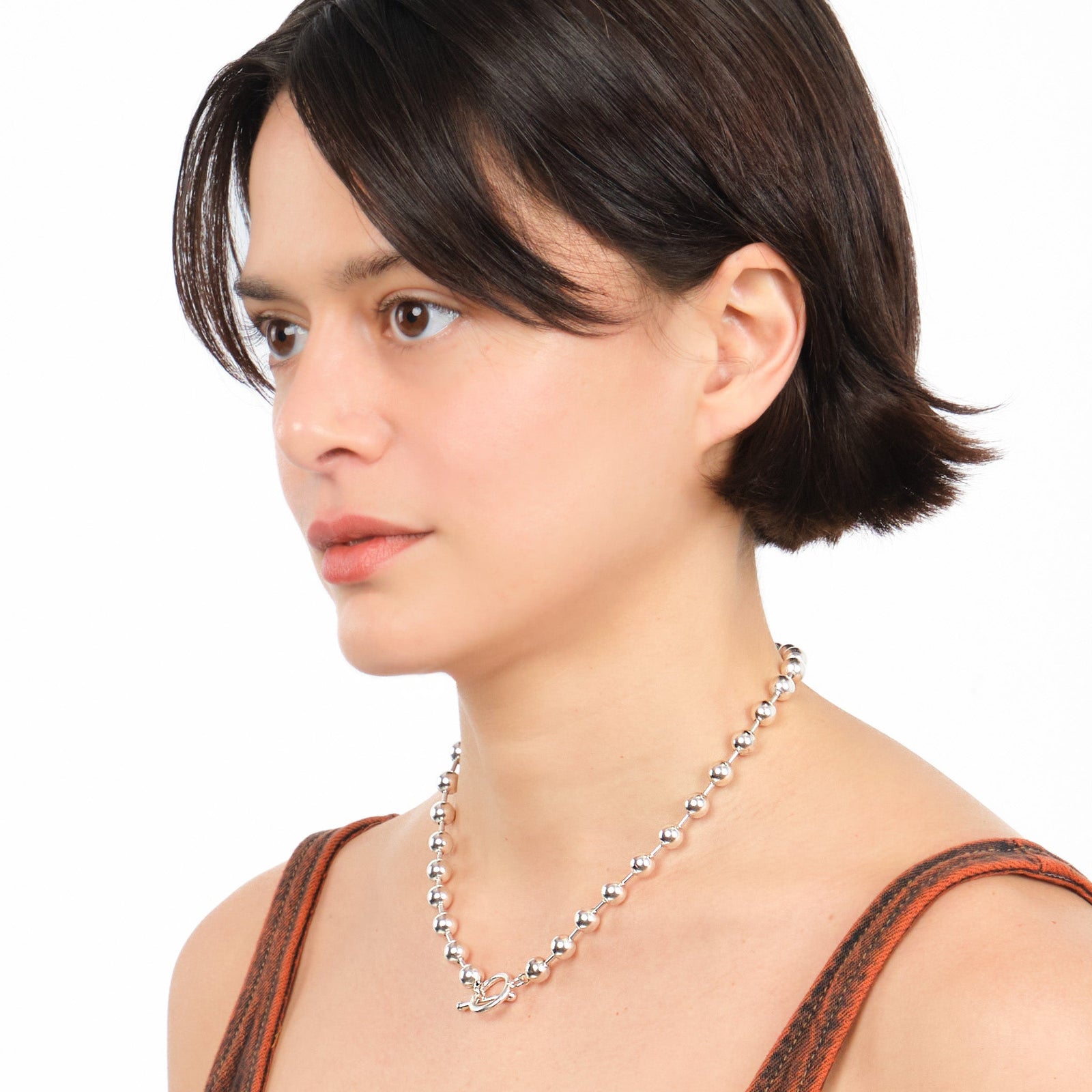 Boules Métalliques Necklace — sterling silver ball chain necklace, unisex
