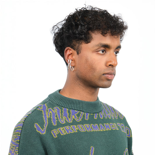 CSST05 // Silver Abstract Liquid Ear Cuff Ten Antennas