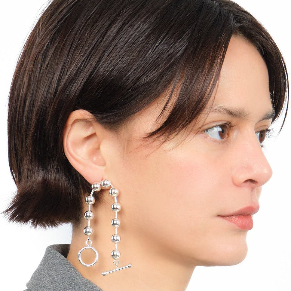 Boules Métalliques Mono Earring — Silver, ball chain mono earring