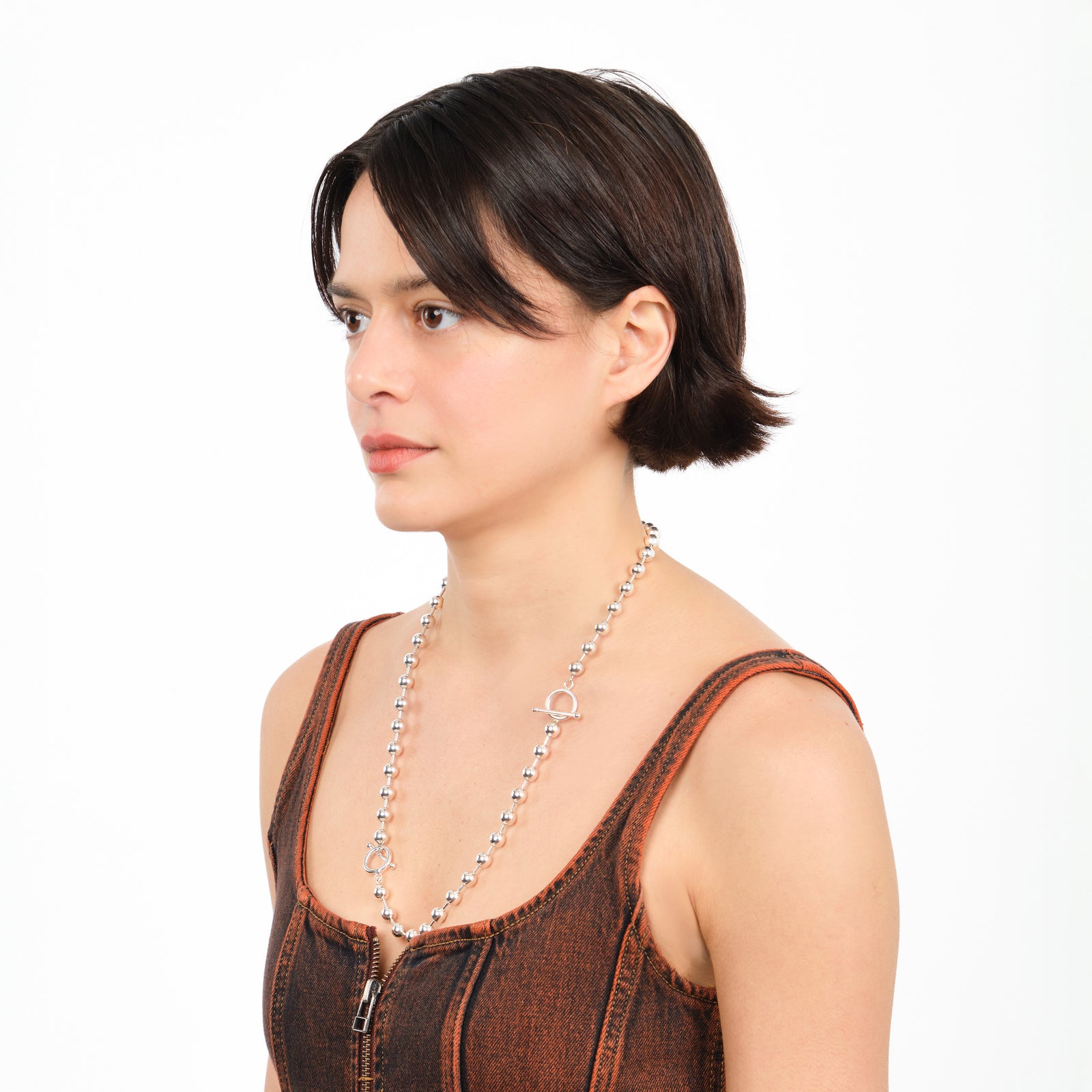 Boules Métalliques Duo Chain Set — modular sterling silver necklace and bracelet, unisex