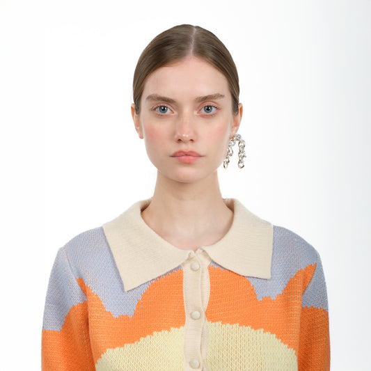 ESST08 // Silver massive chain arc mono earring with piercing Ten Antennas