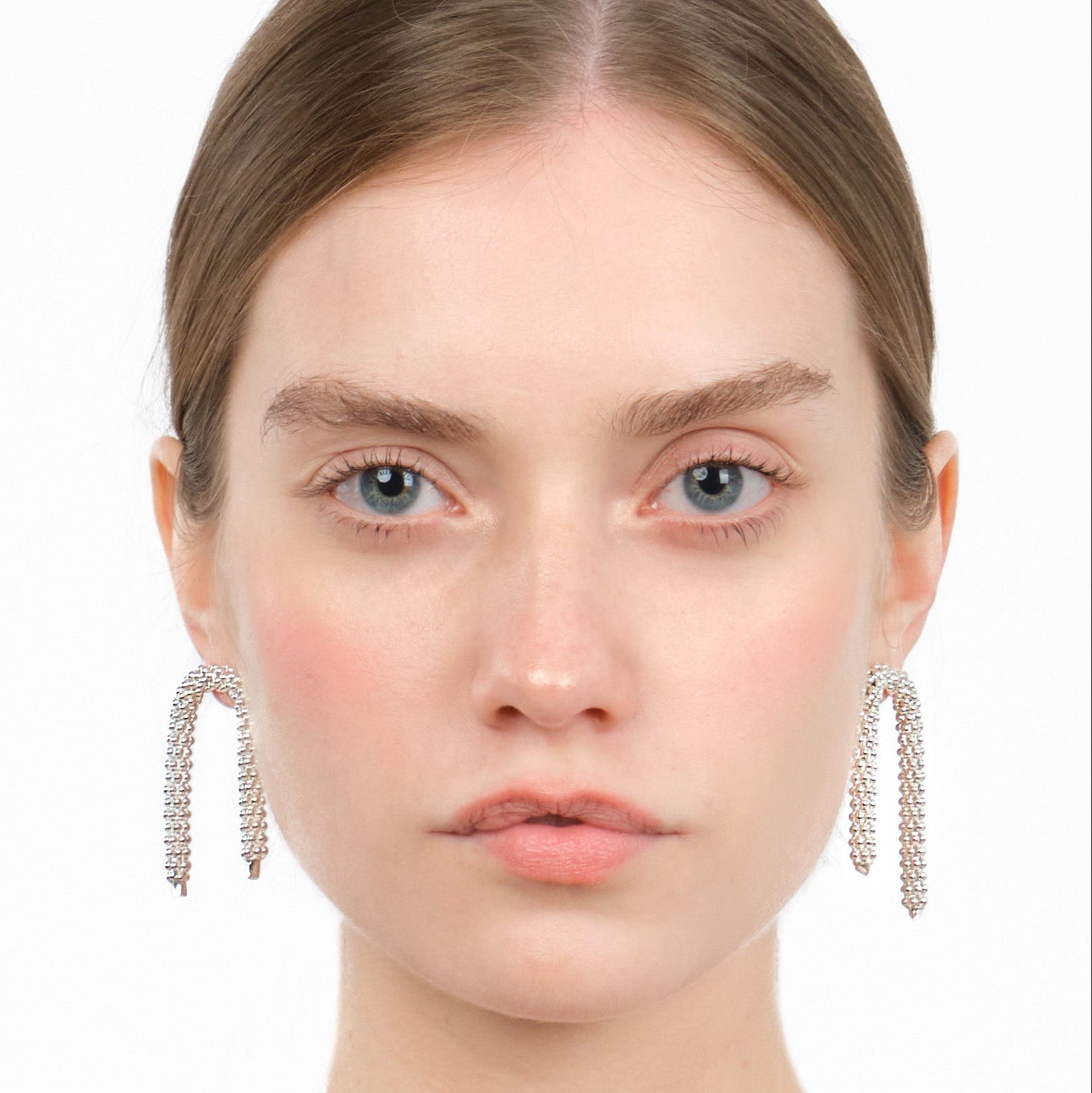 Spaghetti Earrings — textured sterling silver chain drop earrings