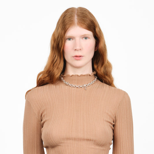 NSST08 // Silver massive chain necklace with piercing Ten Antennas