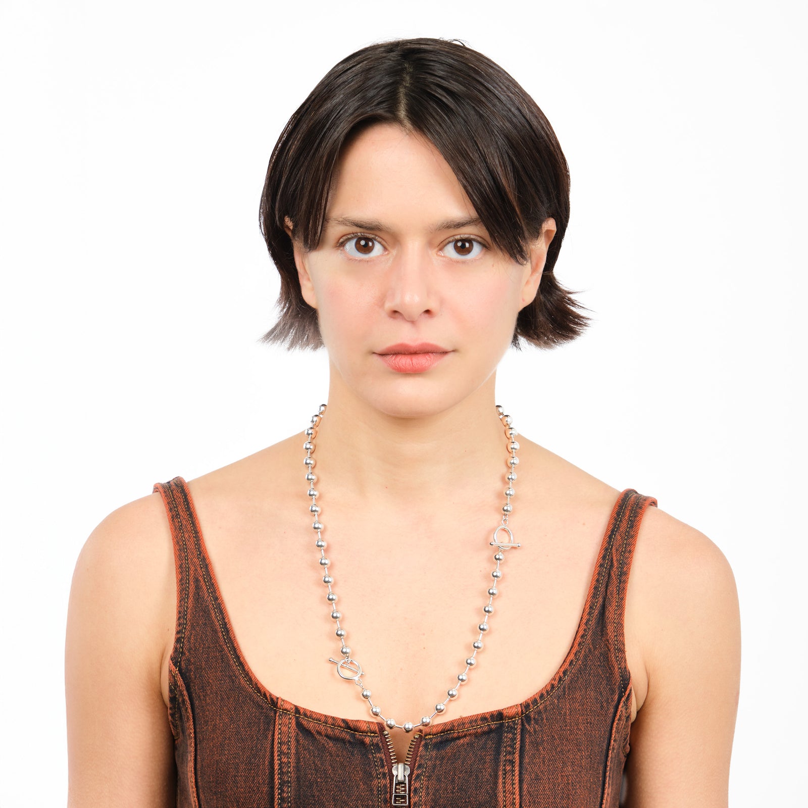 Boules Métalliques Duo Chain Set — modular sterling silver necklace and bracelet, unisex