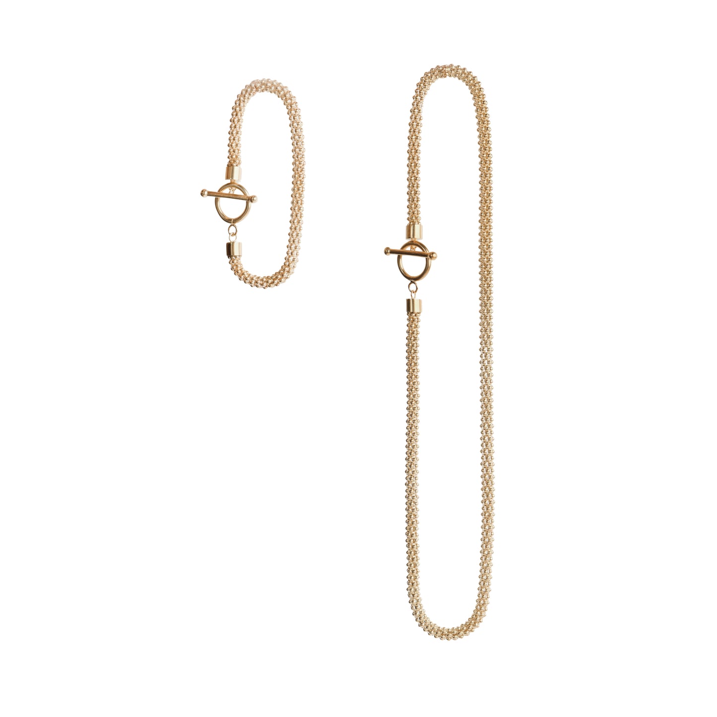 NBSST04 // Modular set of toggle clasp silver necklace and bracelet