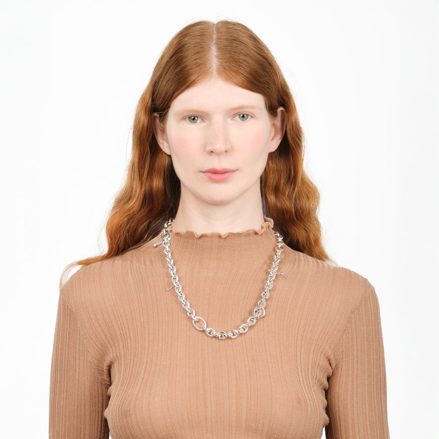 NBSST08 // Modular set of silver massive chain necklace and bracelet with piercing Ten Antennas
