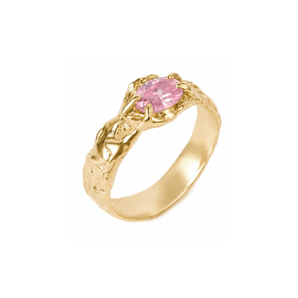 Petit Tentacule Ring — Gold Plated Silver, Dusty Pink zirconia