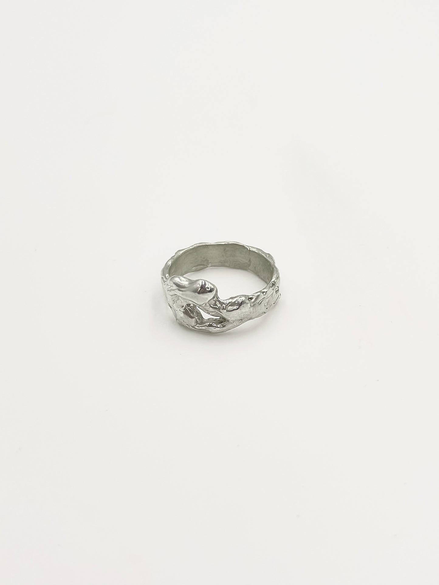 Silver abstract pinky ring