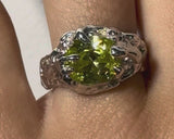 Tentacule Ring — Silver, Acid Green zirconia, worn on hand