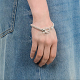 Spaghetti Bracelet — textured sterling silver chain bracelet with toggle clasp, unisex