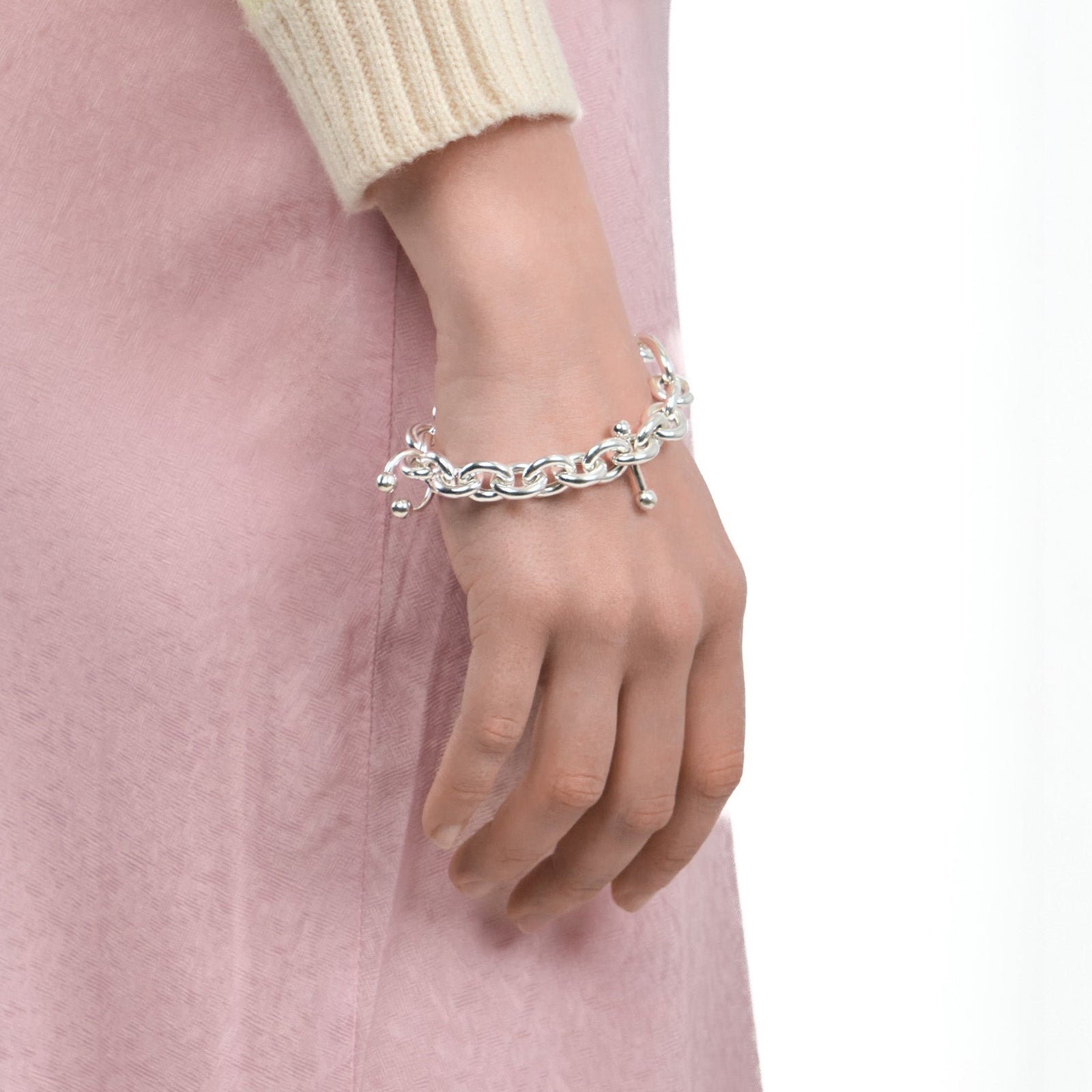 Loop Piercing Bracelet — heavy sterling silver chain bracelet with piercing element, unisex