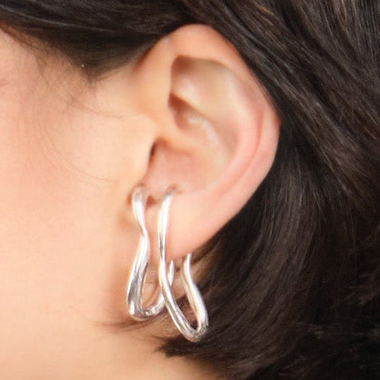 Twist Libre Cuff — sculptural sterling silver ear cuff, no piercing needed