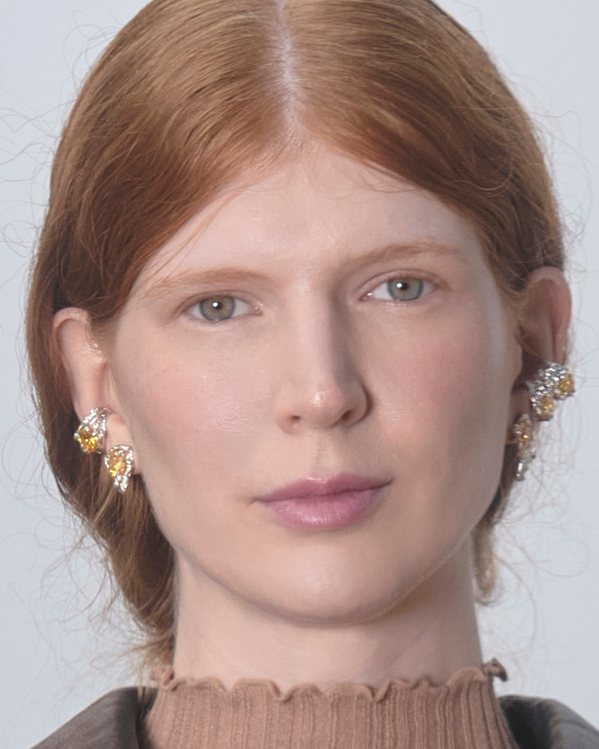 Tentacule Cuff — Silver, Citrina zirconia, worn on ear